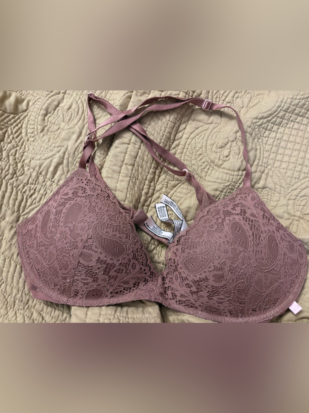 Victoria's Secret Mauve Lace T-Shirt Bra with Adjustable Straps. Size 36B.